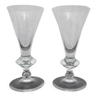 Steuben 7737 Pattern Clear Teardrop 5 3/4" White Wine Glass Pair With Sleeves For Sale