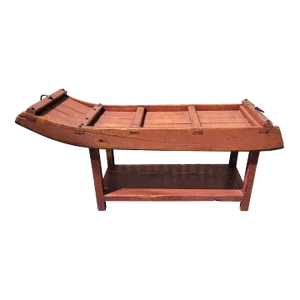 19Thc Folky Sled Table in Original Red Paint