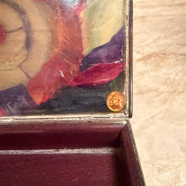 1950s Emplumado Azteca Safe Keep Box Los Castillo Silver-Plated Mid-Century Mod For Sale - Image 5 of 17