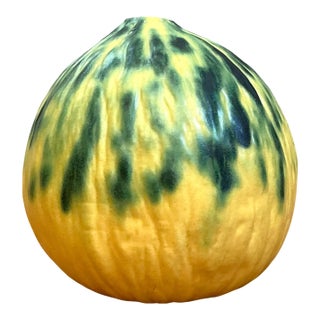 Vintage Yellow and Green Ceramic Gourd For Sale
