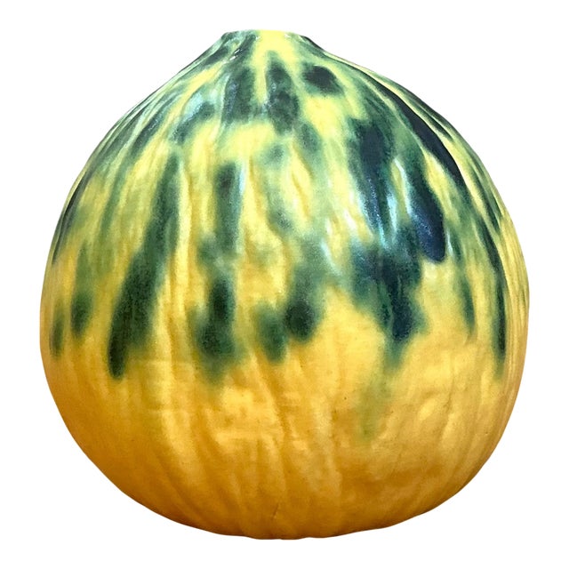 Vintage Yellow and Green Ceramic Gourd For Sale