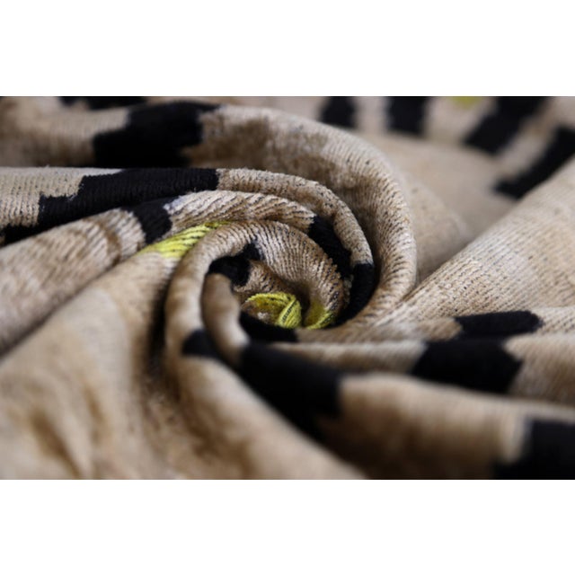 2020s Neutral & Black Tribal Arrow Velvet Throw Pillow – 24x24 in | Handcrafted Silk Cushion For Sale - Image 5 of 8