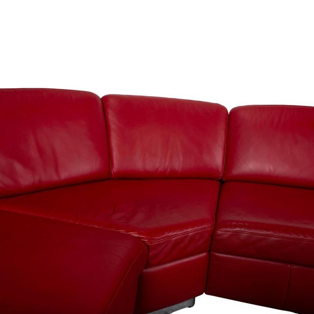 Ruby Red Leather Corner Sofa from Ewald Schillig For Sale - Image 4 of 15