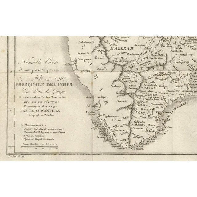 Antique French Map of Southern India by Danville, 18th Century For Sale - Image 6 of 10