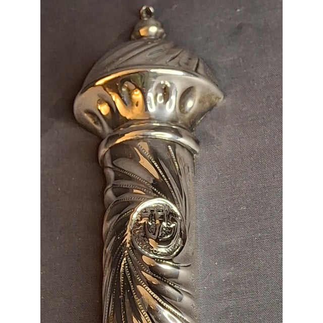 Vintage Hazorfim Israel 925 Sterling Silver Mezuzah Case, Spiral Swirl Repousse For Sale - Image 14 of 18