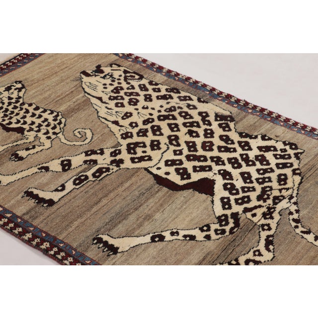 Traditional Vintage Leopard Pictorial Gabbeh Runner by Rug & Kilim, Afghanistan, 1950-1959 For Sale - Image 3 of 6