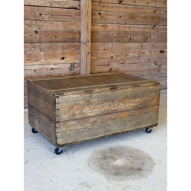 Late 19th Century Primitive Pine Blanket Storage Chest on Original Casters For Sale - Image 12 of 12