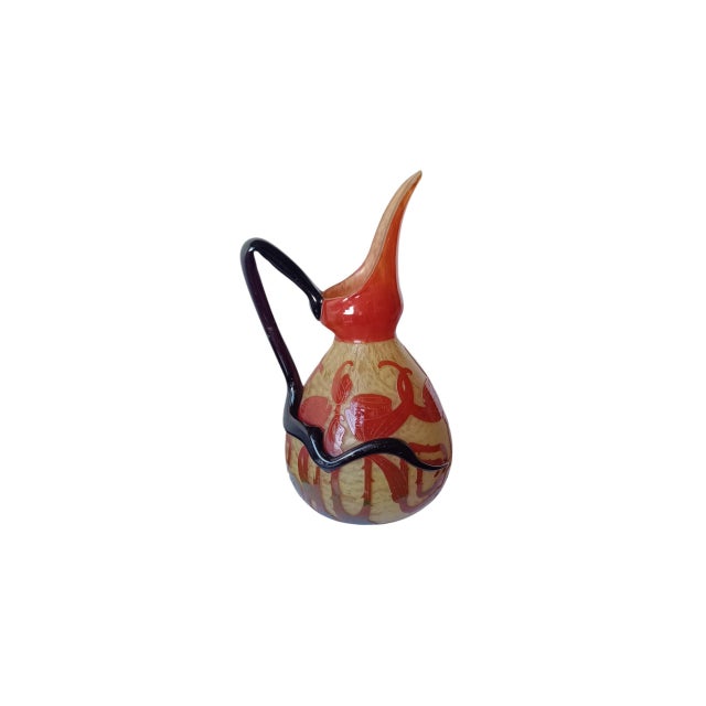 Green Vintage Large Spirals Model Pitcher by Le Verre Français, 1920s For Sale - Image 8 of 8