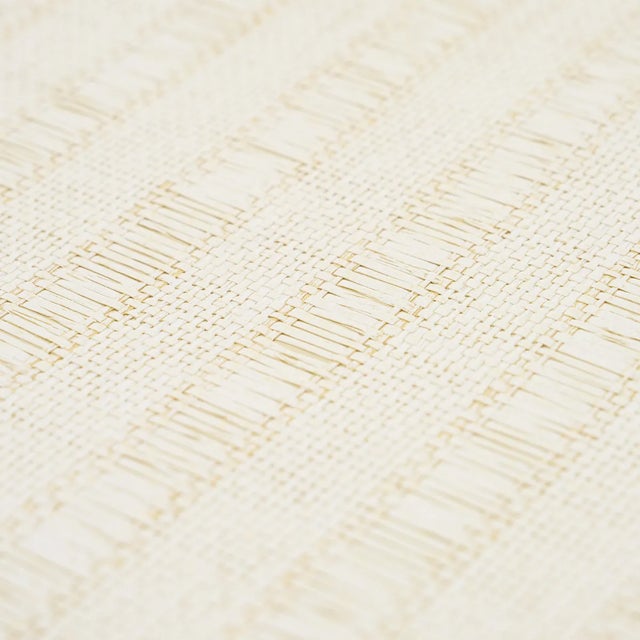 Schumacher SAMPLE - Schumacher Linen Woven Texture Stripe Wallpaper In Natural For Sale - Image 4 of 5
