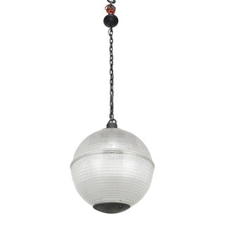 Mid 20th Century Restored 20 In. Holophane Glass Paris Street Light Pendant Fixture For Sale