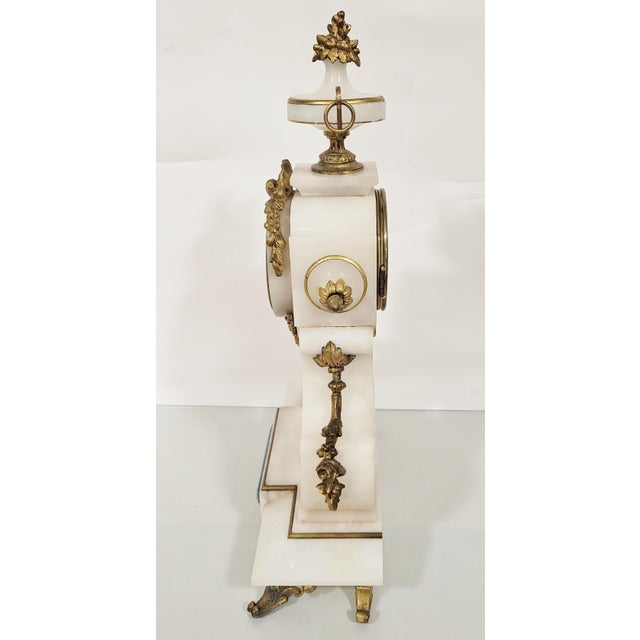 Late 19th Century French 19th C Belle Epoque Gilt Bronze Enamel & Alabaster Mantle Clock For Sale - Image 5 of 18