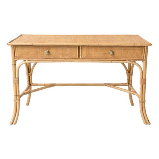 Vintage Bamboo and Rattan Console Table, 1970s For Sale