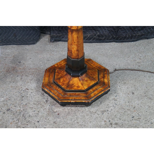 Wood Antique Art Deco Swedish Grace Period Ebonized Burl Wood Floor Lamp 69" For Sale - Image 7 of 17