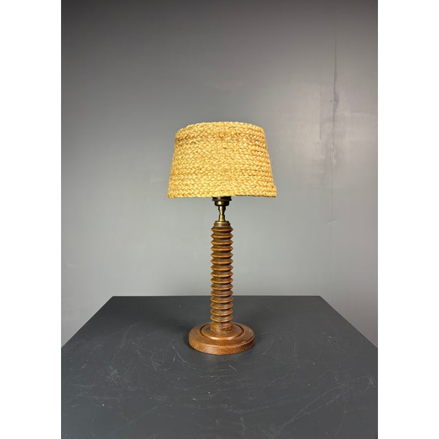 1950s Mid-Century French Brutalist Turned Wood Table Lamp in the Style of Charles Dudouyt, 1950s For Sale - Image 5 of 15