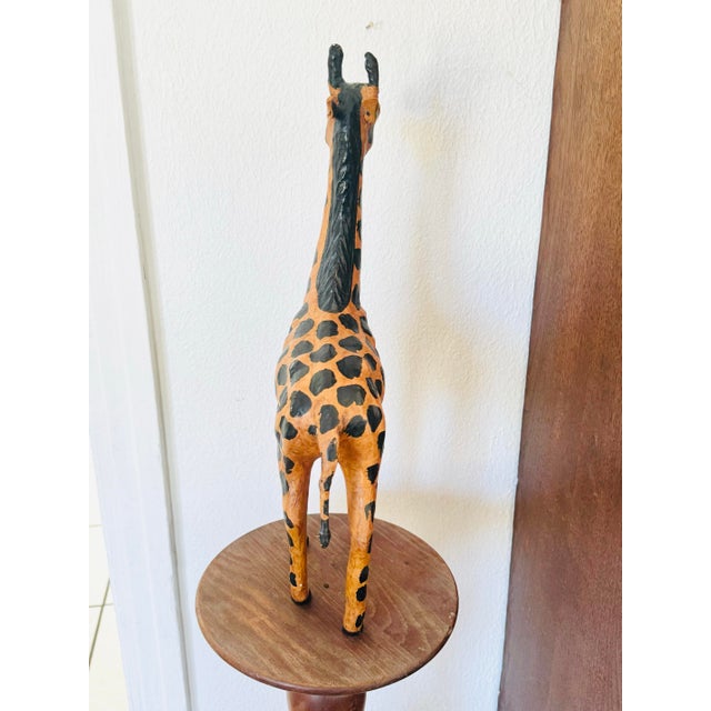 Hand Made Vintage Leather-Wrapped Giraffe Safari Sculpture For Sale - Image 9 of 12