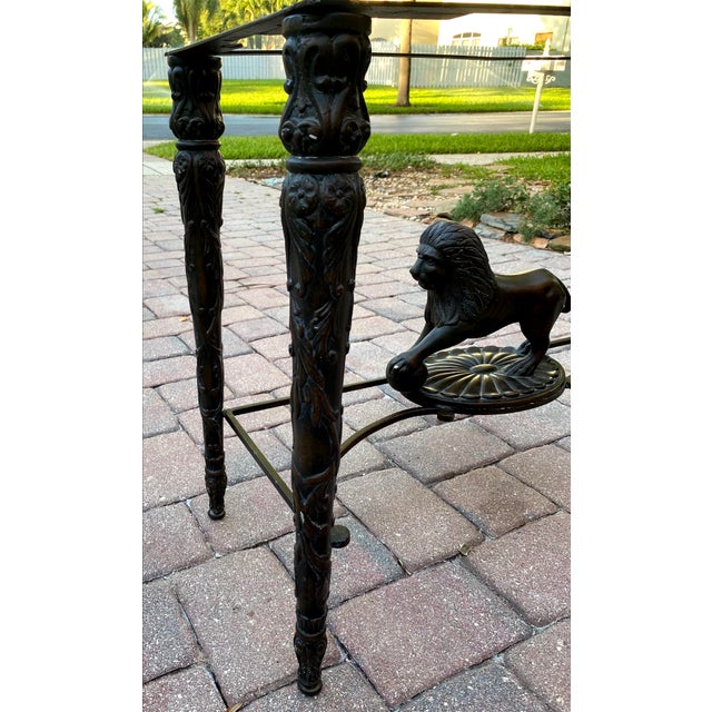 1970s Vintage Hand-Carved Lion Console Table For Sale - Image 5 of 11
