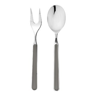 Mepra Fantasia 2-Piece Serving Set (fork & Spoon), Vicuna Gray For Sale