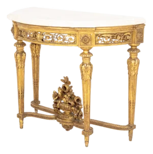 Northern Italian Quartz Top Giltwood Console Table