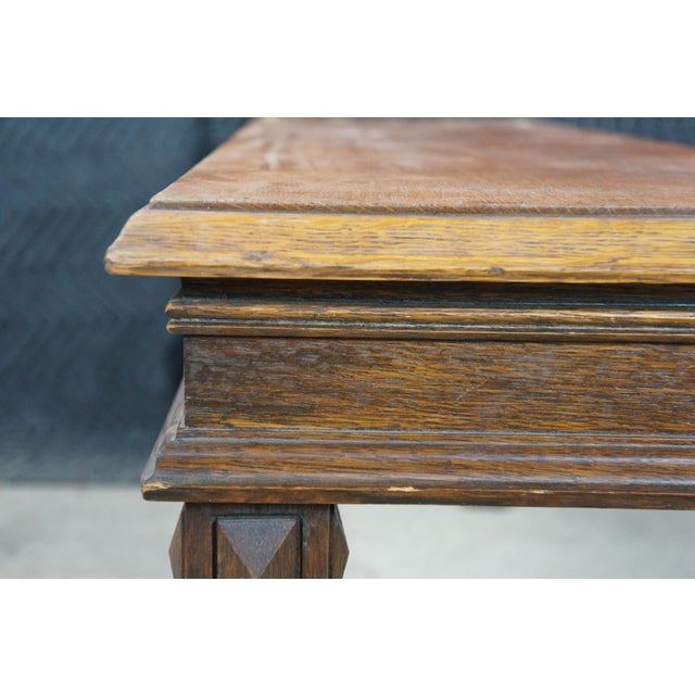 Antique Victorian English Tudor Oak Foyer Hall Entry Piano Bench 48" For Sale - Image 16 of 17