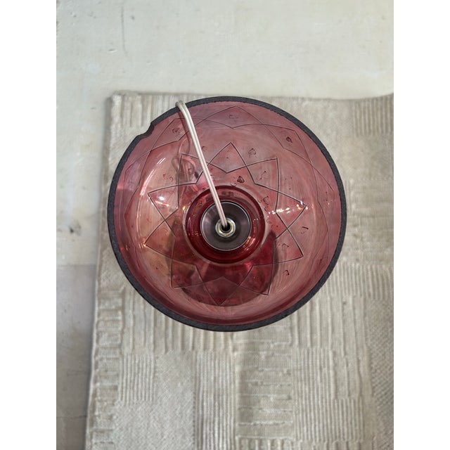 Vintage Persian Naser. Al-Din Shah Kajar Red Jeweled Bohemian Style Luster Lamp For Sale - Image 10 of 11