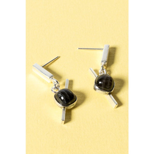 Silver and Spectrolite Earrings from Claës Giertta, 1961, Set of 2 For Sale - Image 6 of 6