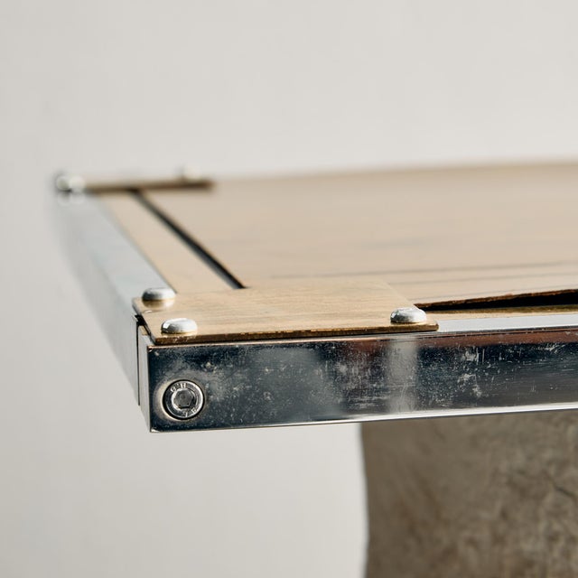Contemporary Brass and Chrome Framed Mirror, 1970s For Sale - Image 3 of 9