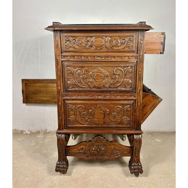 Victorian Carved Oak Serving Cabinet, 1920s For Sale - Image 12 of 14