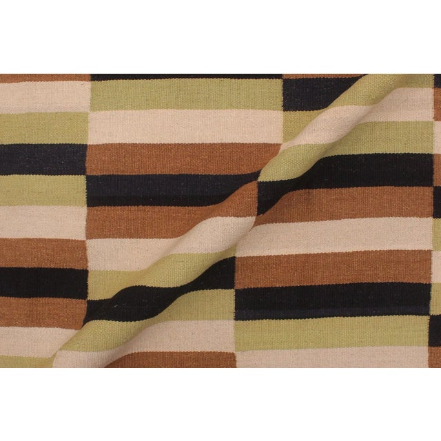 Early 21st Century Kilim Beige Brown Wool Rug For Sale - Image 4 of 8