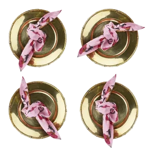 Pink Cloth Napkins and Faux Bamboo Brass Place Settings - 8 Piece Set