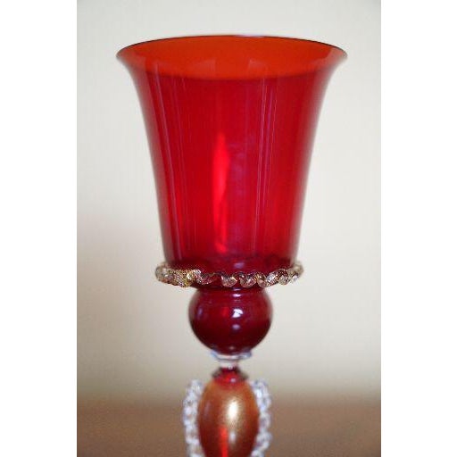 Mid 20th Century Italian Handcrafted Chalice in Blown Murano Glass 1970s For Sale - Image 5 of 9