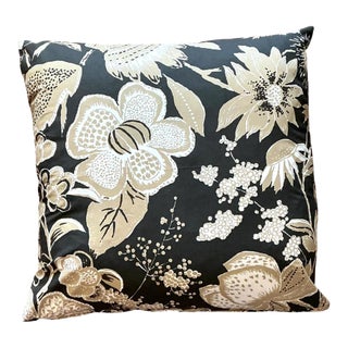 Vintage Schumacher Printed Cotton Floral Cushion For Sale