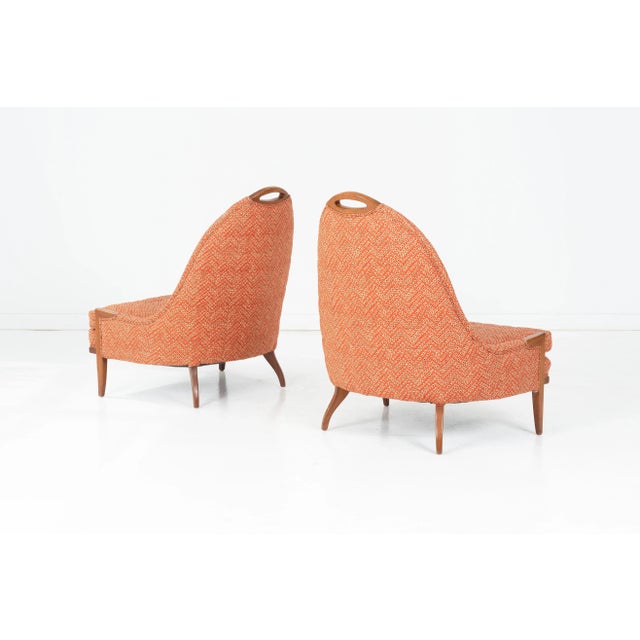 Pair of Harvey Probber Style Handle Back Lounge Chairs For Sale In Chicago - Image 6 of 13