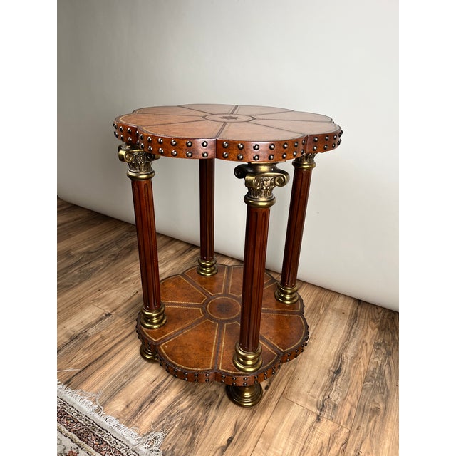 Wood Vintage Maitland-Smith Leather-Clad Occasional Table For Sale - Image 7 of 8
