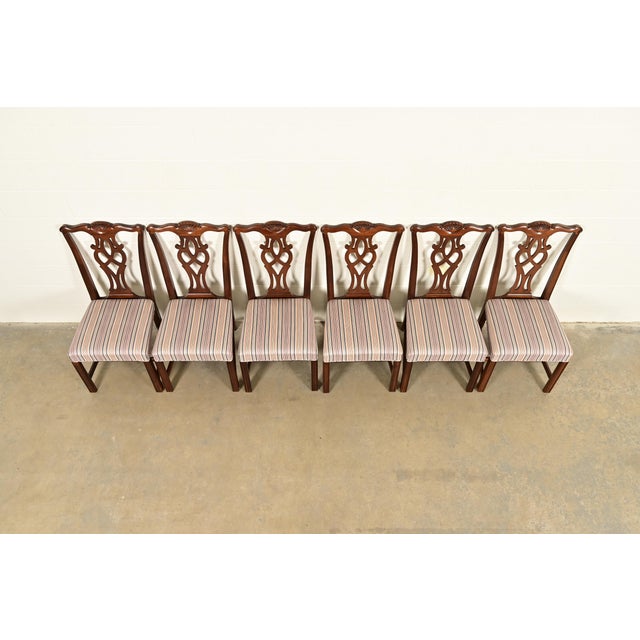 1980s Drexel Heritage Georgian Carved Mahogany Dining Chairs, Set of Six For Sale - Image 5 of 13