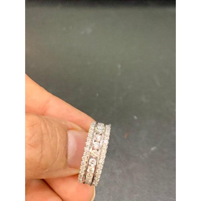 1.5 Carat Diamond Half Eternity Band 14 Karat White Gold 3-Row Band For Sale - Image 11 of 18