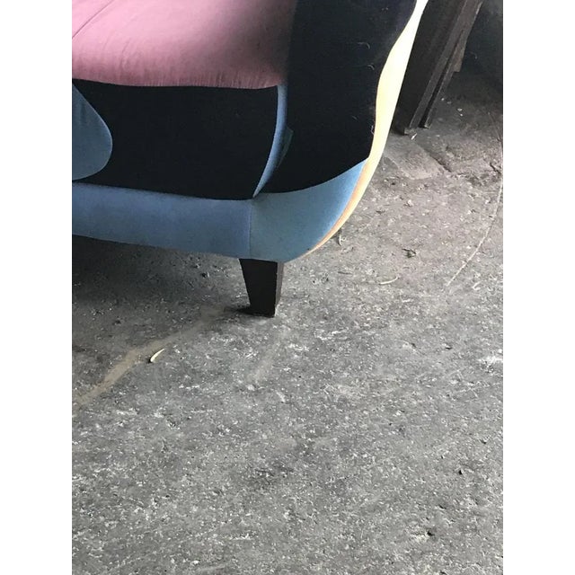 Set of Mid-Century Armchairs in Multicoloured Fabric with Black Painted Legs For Sale - Image 6 of 8