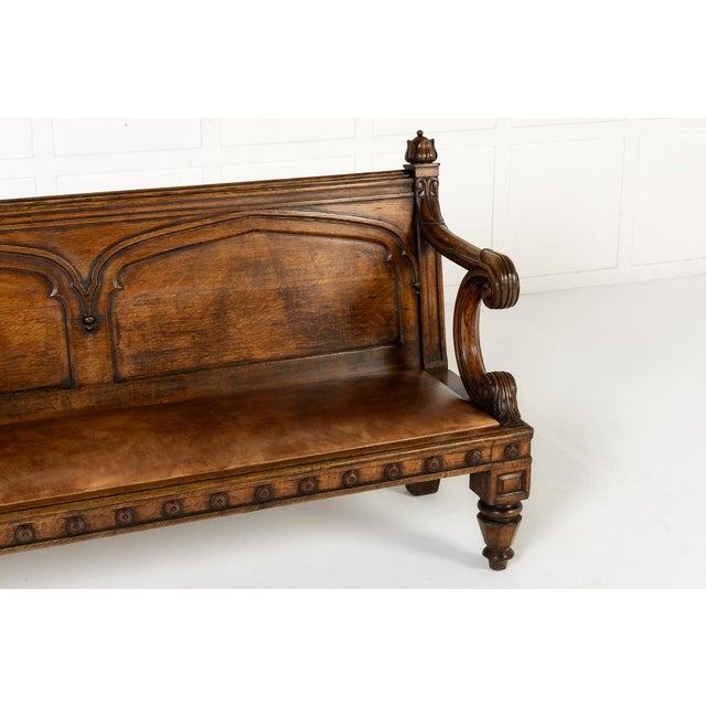 19th Century English Oak Gothic Bench For Sale - Image 6 of 11