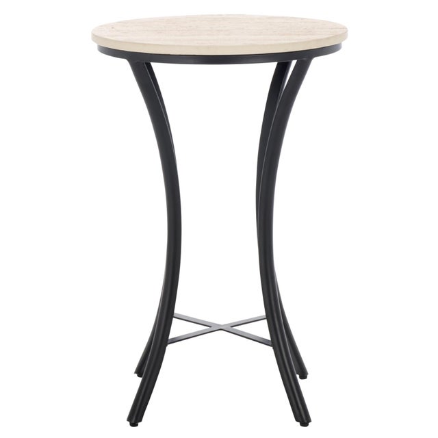 Beige Saxony Travertine Side Table in Beige / Black For Sale - Image 8 of 8