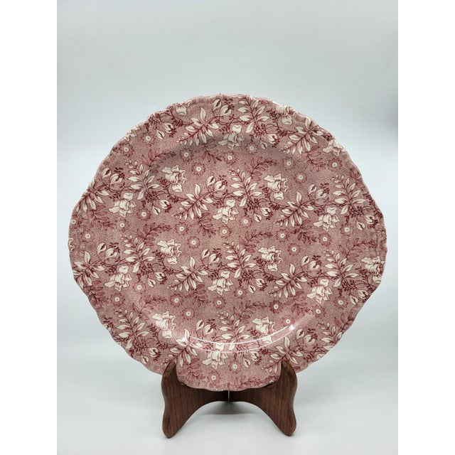 Grindley of Stoke Royal Tudor Velvet Rose England Earthenware Dessert Service, 1980s, Set of 7 For Sale - Image 4 of 10