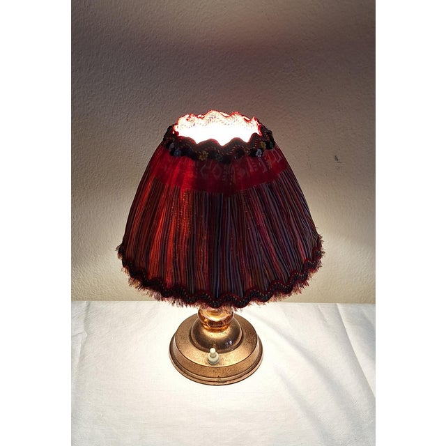 1930s Art Deco German Table Lamp with Copper Base and Pink Tinted Glass Segments by Lamplove, 1930s For Sale - Image 5 of 8