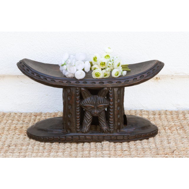 Finely Carved African Feline Bamus Stool For Sale - Image 9 of 9
