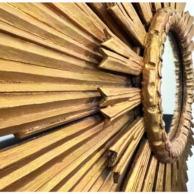 Large French Gilt Starburst or Sunburst Mirror (Diameter 45 1/2) For Sale In Austin - Image 6 of 9