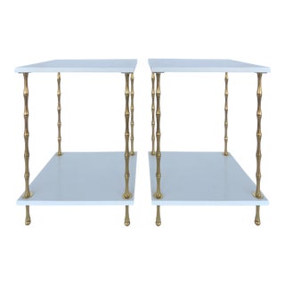 Petite Brass & Lacquer Drinks Side Tables - a Pair For Sale