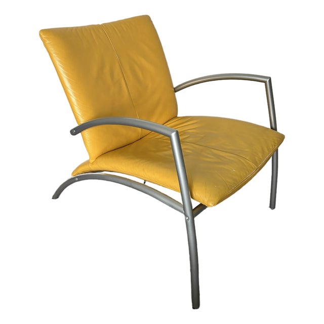 Kebe Leather Lounge Chair – Mustard Yellow – Danish Modern - 1980s For Sale