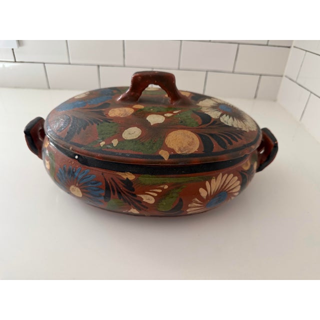 Ceramic Vintage Mexican Tlaquepaque Redware Lidded Casserole Dish For Sale - Image 7 of 9
