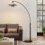 Palm Springs 1 Light Arc Floor Lamp - 87", Gunmetal & Gray Tonal Shades, Marble Base, Dimmer Switch For Sale - Image 9 of 12