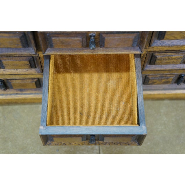 1960s Mele Japan Quartersawn Oak 7 Drawer Apothecary Jewelry Trinket Storage Box Chest For Sale - Image 9 of 13