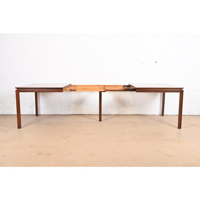 Edward Wormley for Dunbar Mid-Century Modern Walnut Extension Dining Table, Newly Refinished For Sale In South Bend - Image 6 of 12
