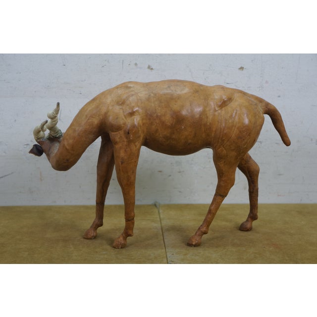 Realism 1960s Artisan Italian Leather Antelope Gazelle Blackbuck Figurine Statue 14" For Sale - Image 3 of 11