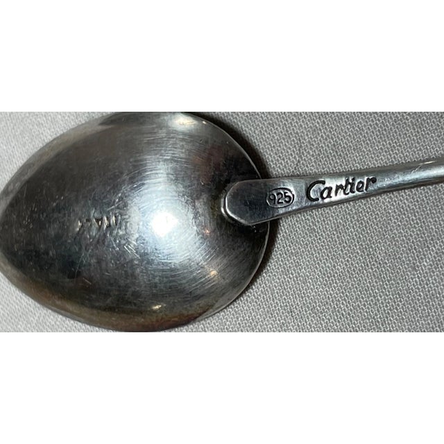 Italian 1990s Six Signed Cartier Sterling Silver Italian Mother of Pearl Demi-Tasse Spoons For Sale - Image 3 of 10
